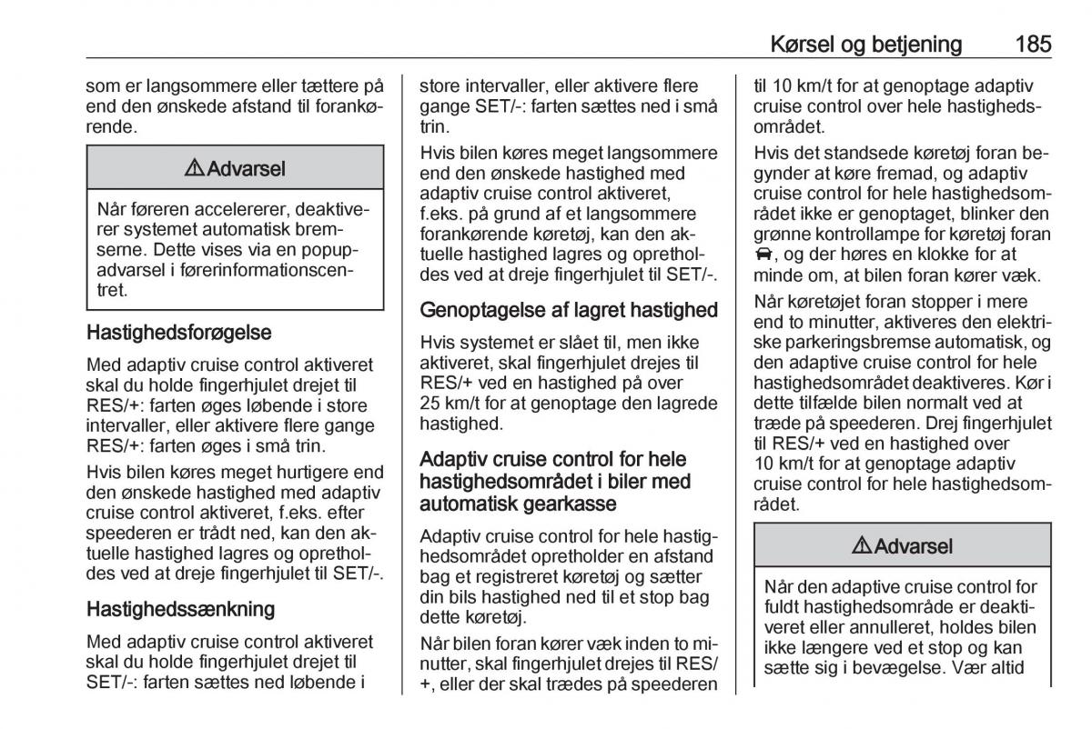 Opel Insignia A Bilens instruktionsbog / page 187