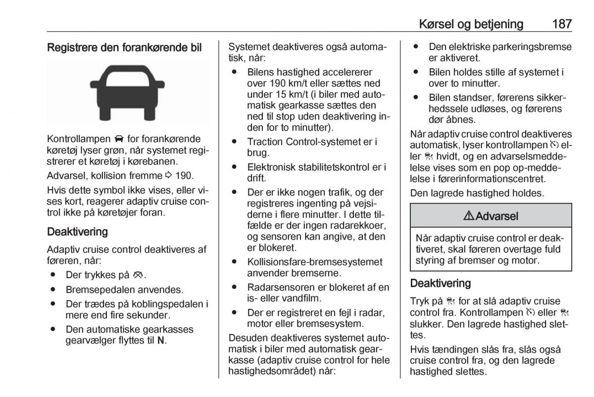 Opel Insignia A Bilens instruktionsbog / page 189