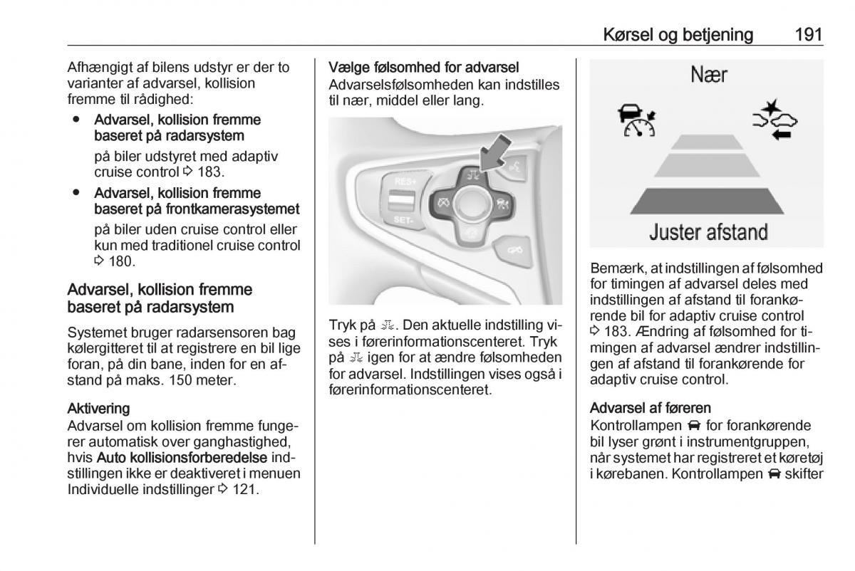 Opel Insignia A Bilens instruktionsbog / page 193