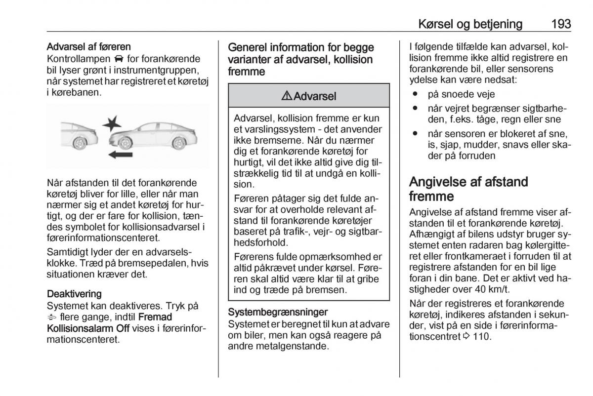 Opel Insignia A Bilens instruktionsbog / page 195