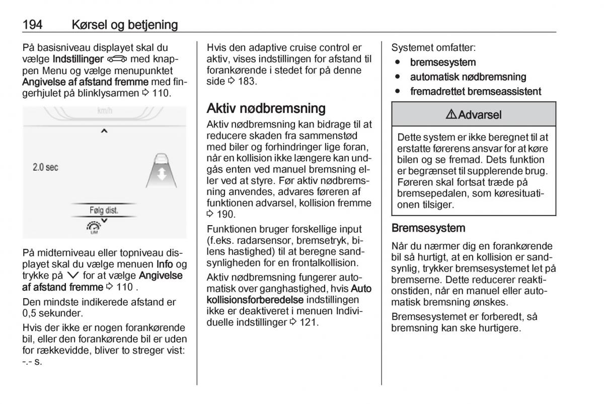 Opel Insignia A Bilens instruktionsbog / page 196