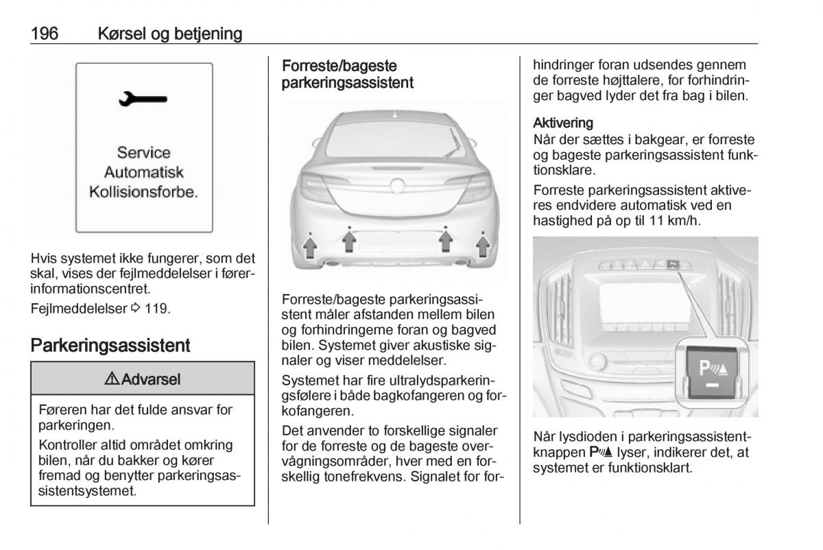 Opel Insignia A Bilens instruktionsbog / page 198