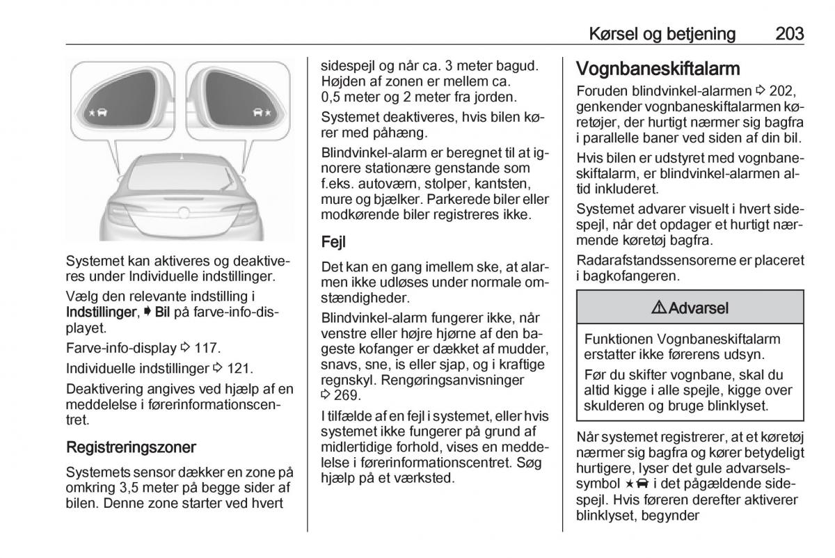 Opel Insignia A Bilens instruktionsbog / page 205