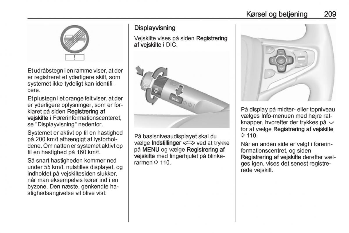 Opel Insignia A Bilens instruktionsbog / page 211