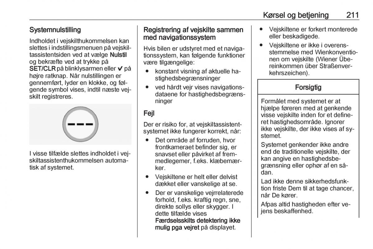 Opel Insignia A Bilens instruktionsbog / page 213