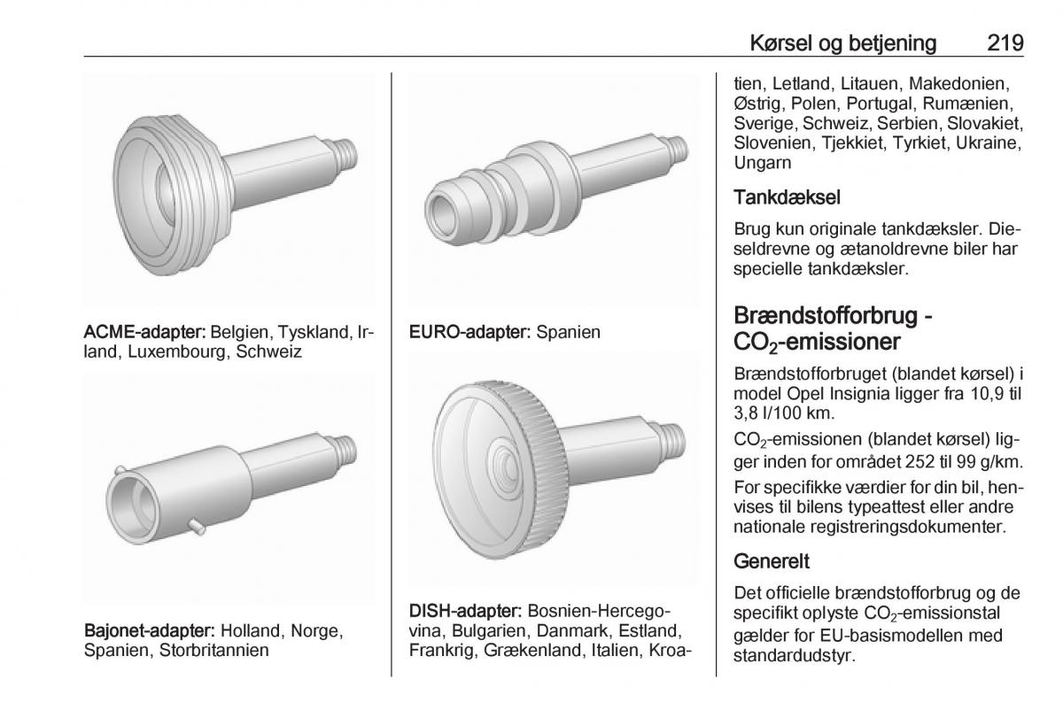 Opel Insignia A Bilens instruktionsbog / page 221