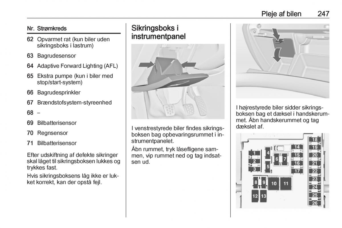 Opel Insignia A Bilens instruktionsbog / page 249