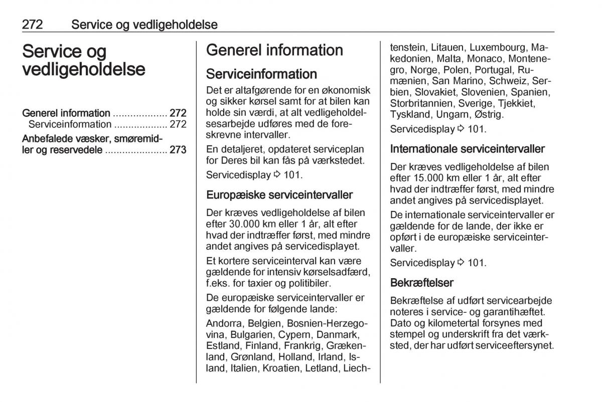 Opel Insignia A Bilens instruktionsbog / page 274