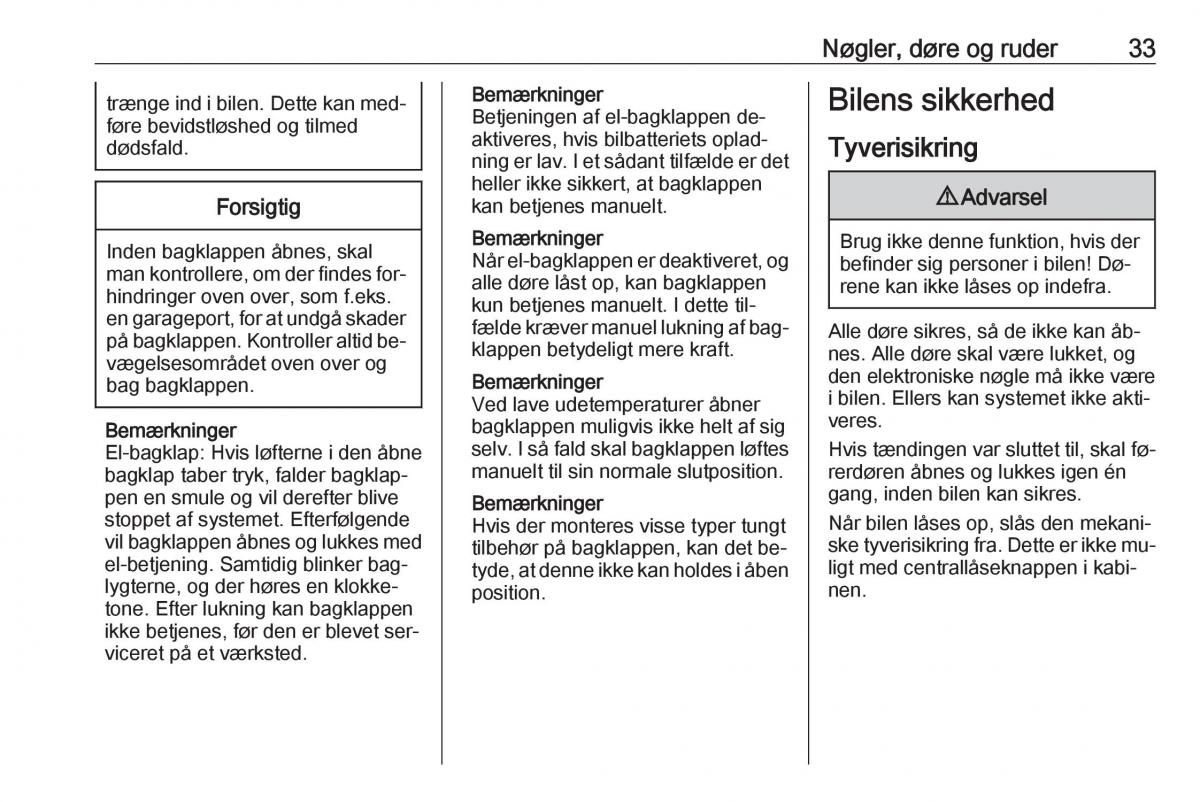 Opel Insignia A Bilens instruktionsbog / page 35