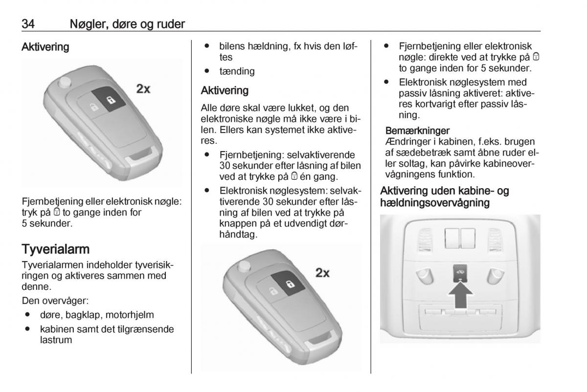 Opel Insignia A Bilens instruktionsbog / page 36