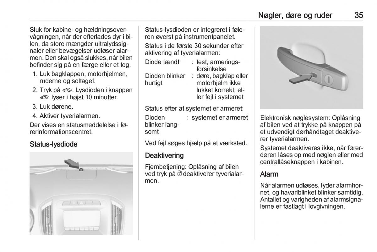 Opel Insignia A Bilens instruktionsbog / page 37