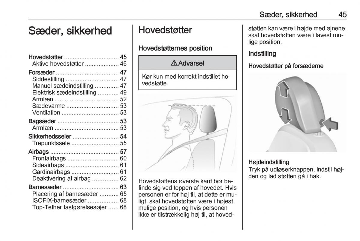 Opel Insignia A Bilens instruktionsbog / page 47