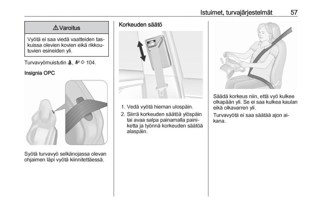 Opel Insignia A omistajan kasikirja / page 59