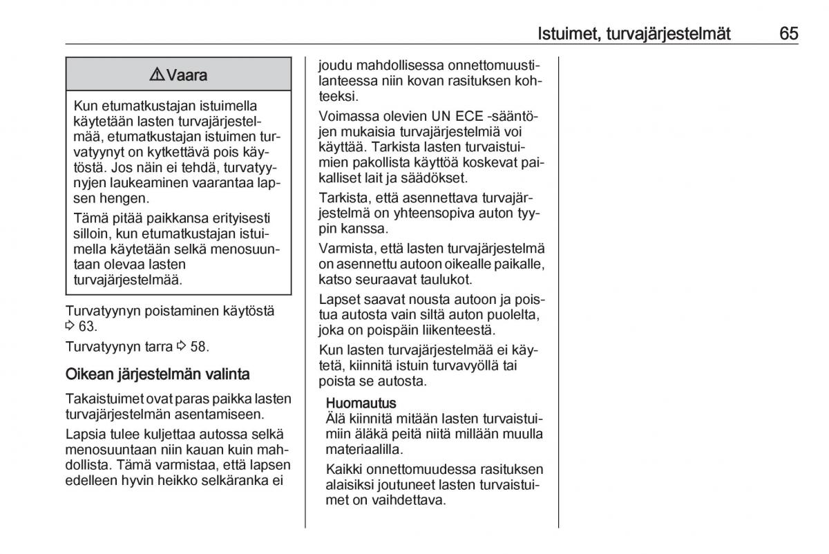 Opel Insignia A omistajan kasikirja / page 67