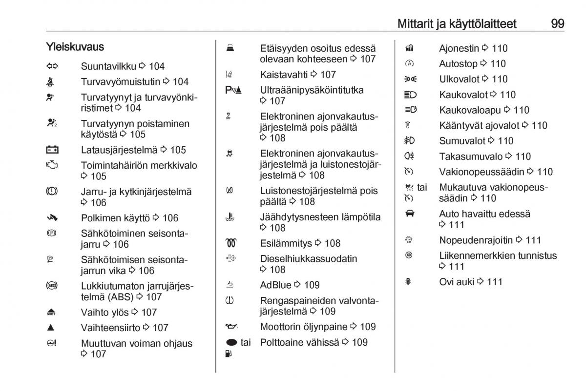 Opel Insignia A omistajan kasikirja / page 101