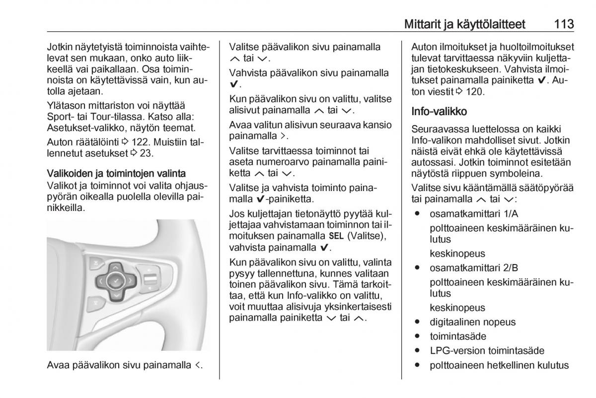 Opel Insignia A omistajan kasikirja / page 115