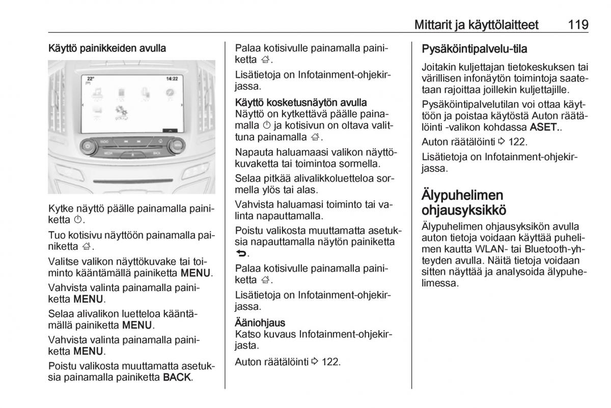 Opel Insignia A omistajan kasikirja / page 121