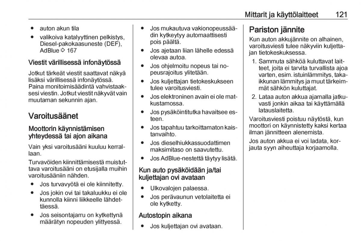 Opel Insignia A omistajan kasikirja / page 123