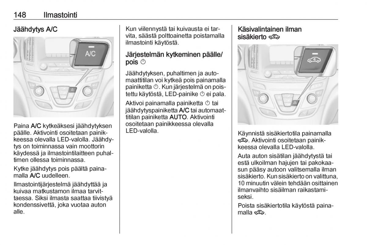 Opel Insignia A omistajan kasikirja / page 150