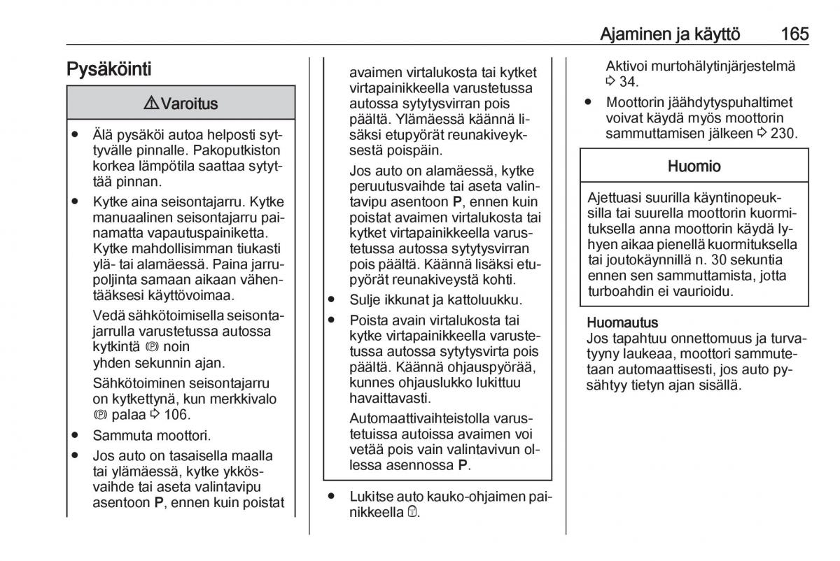 Opel Insignia A omistajan kasikirja / page 167