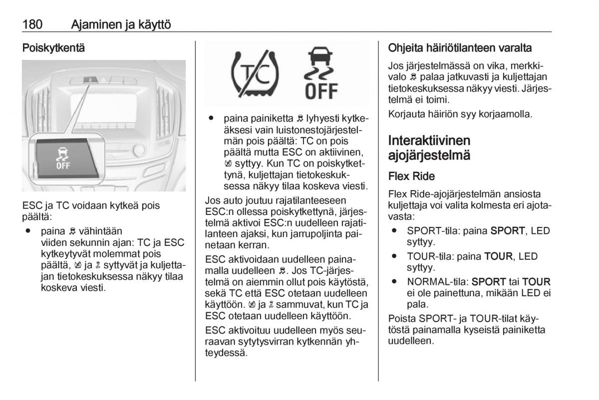 Opel Insignia A omistajan kasikirja / page 182