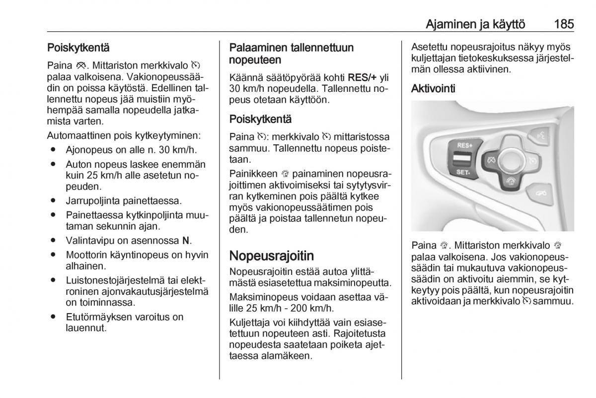 Opel Insignia A omistajan kasikirja / page 187