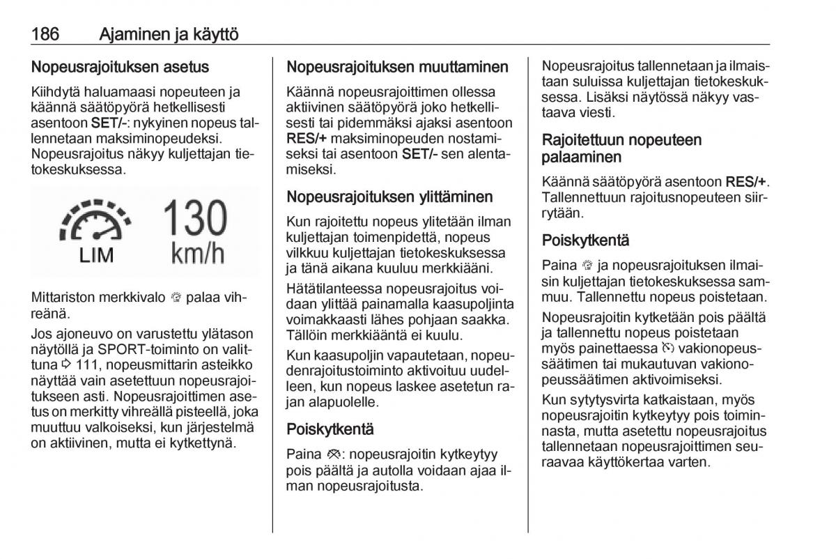 Opel Insignia A omistajan kasikirja / page 188