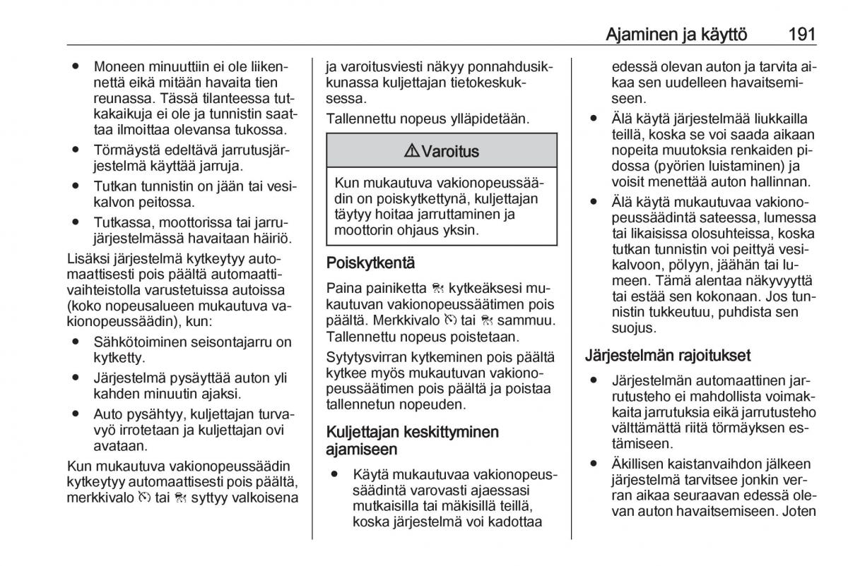 Opel Insignia A omistajan kasikirja / page 193