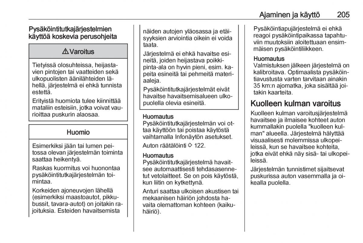 Opel Insignia A omistajan kasikirja / page 207