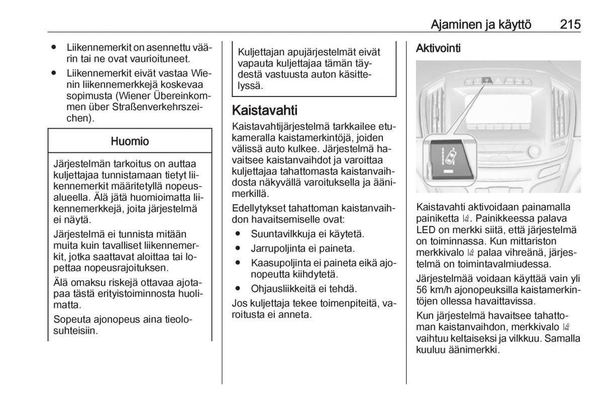 Opel Insignia A omistajan kasikirja / page 217