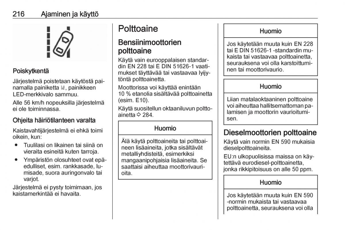 Opel Insignia A omistajan kasikirja / page 218