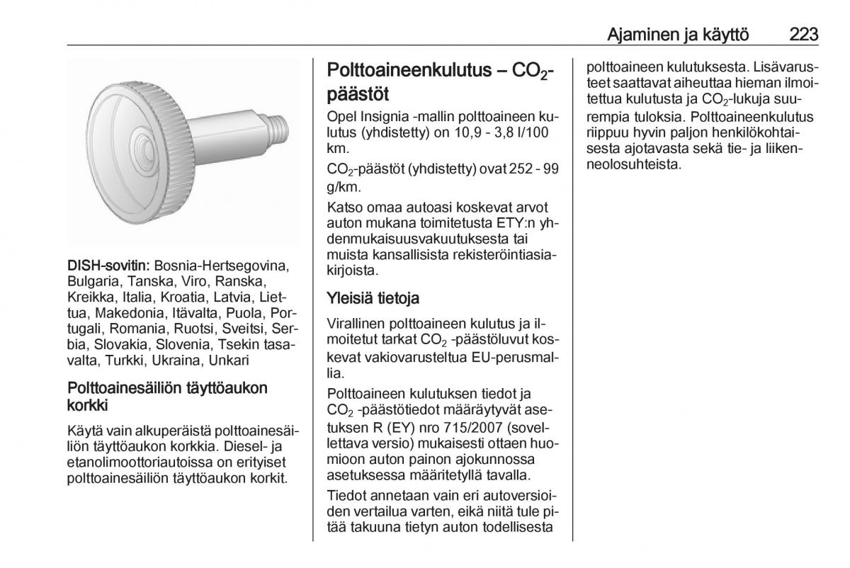 Opel Insignia A omistajan kasikirja / page 225