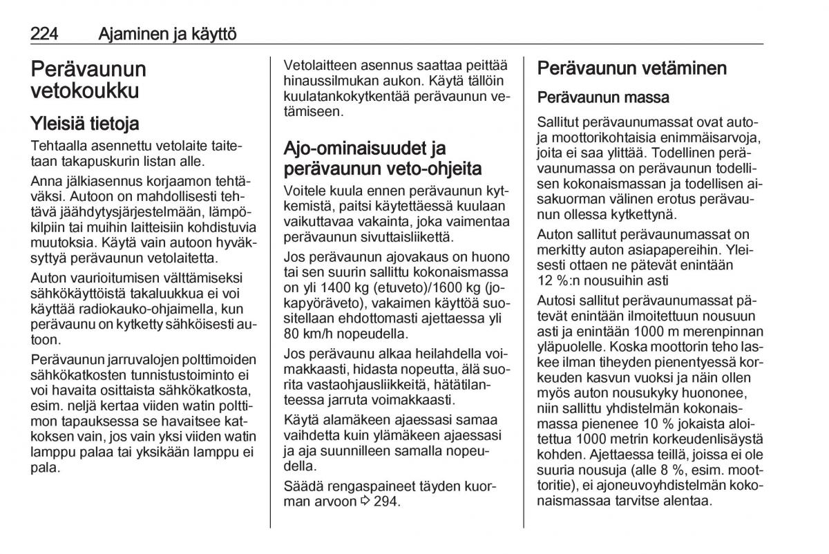 Opel Insignia A omistajan kasikirja / page 226