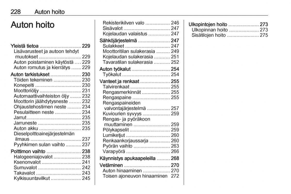 Opel Insignia A omistajan kasikirja / page 230