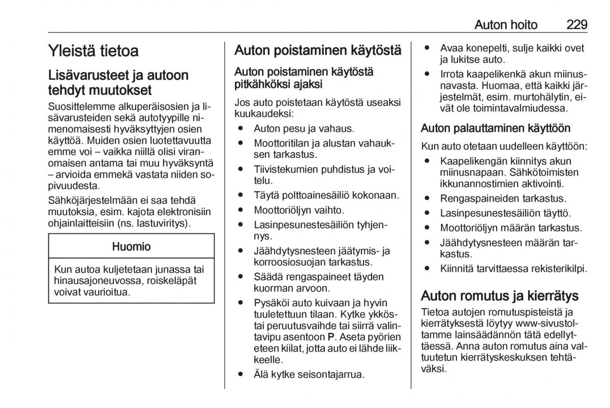 Opel Insignia A omistajan kasikirja / page 231