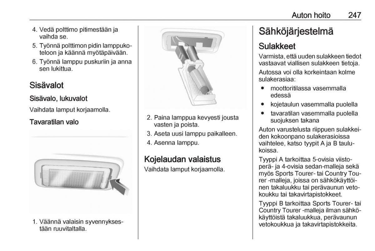 Opel Insignia A omistajan kasikirja / page 249