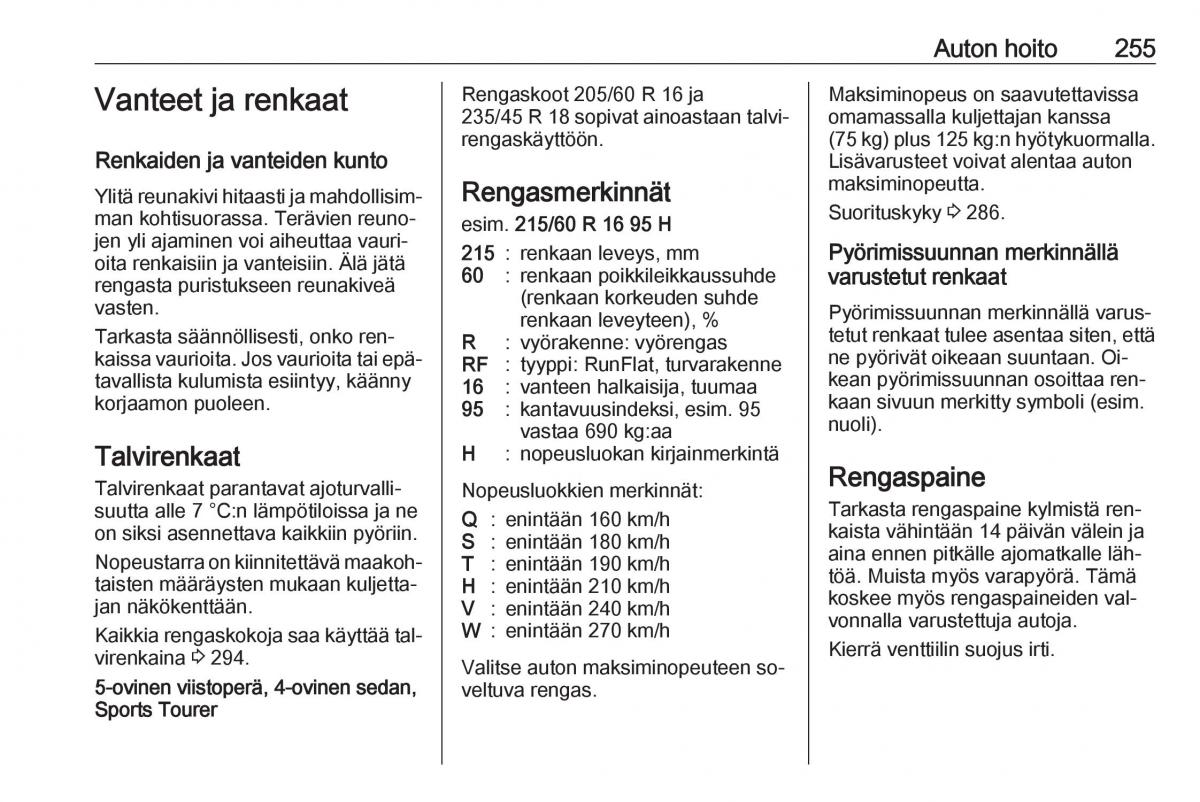 Opel Insignia A omistajan kasikirja / page 257