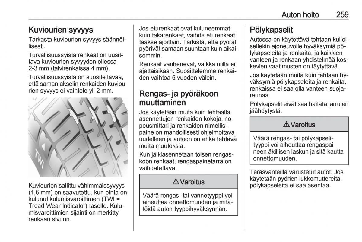 Opel Insignia A omistajan kasikirja / page 261