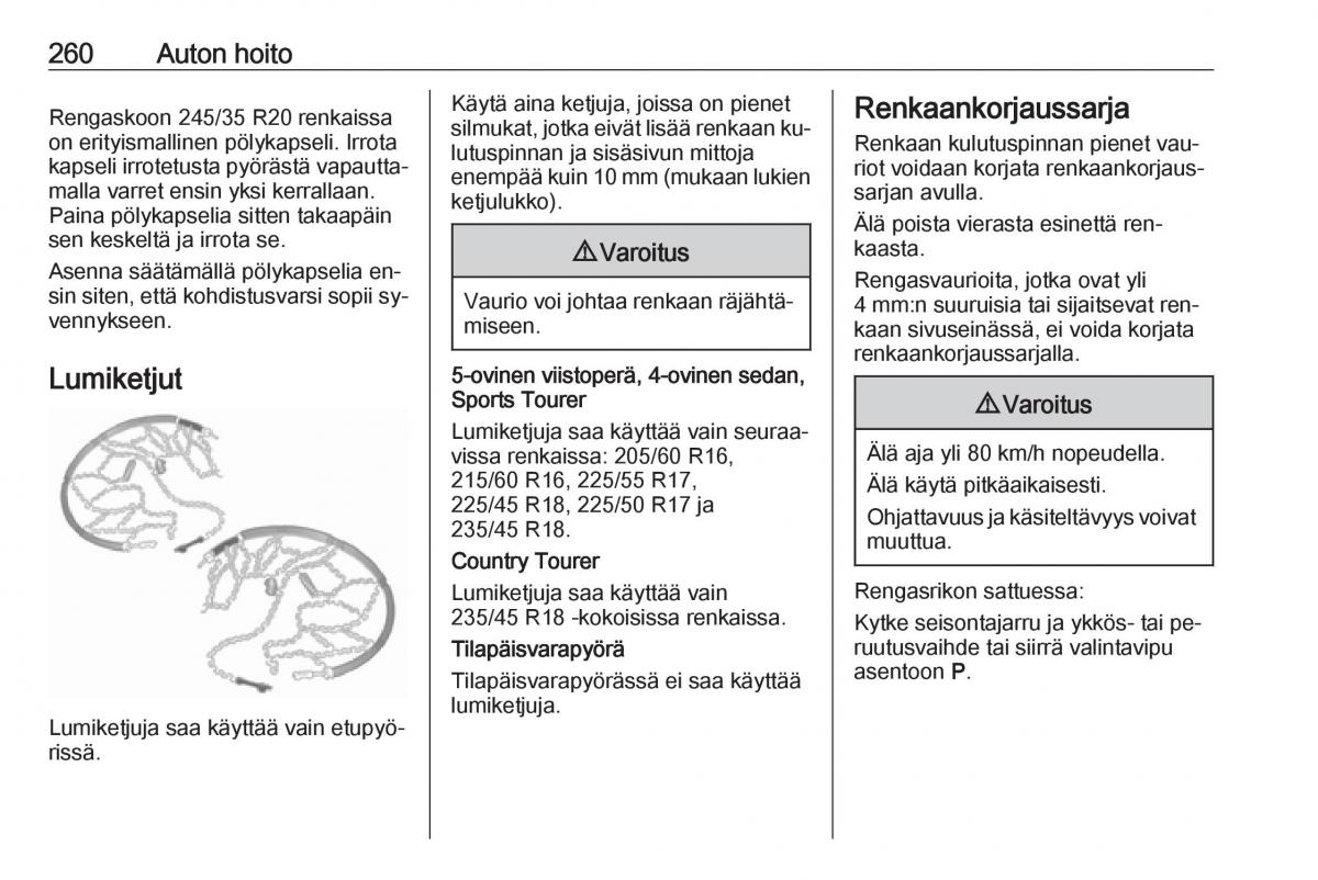 Opel Insignia A omistajan kasikirja / page 262