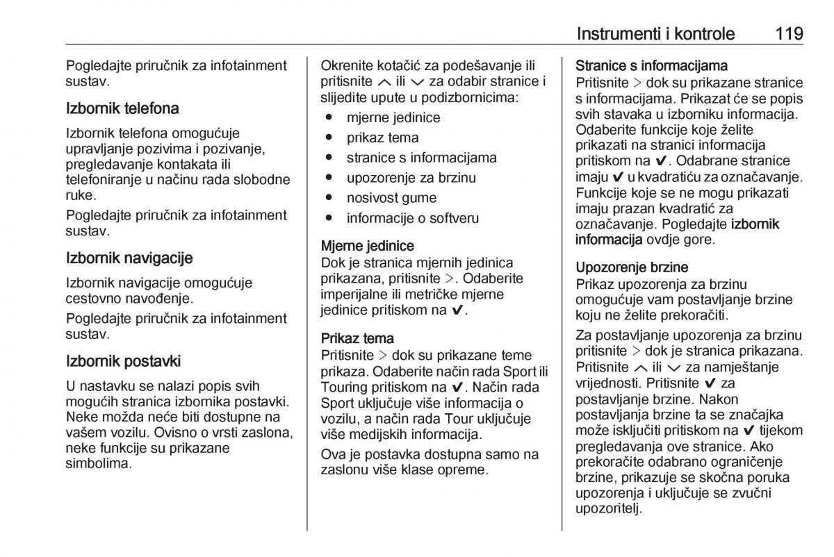 Opel Insignia A vlasnicko uputstvo / page 121