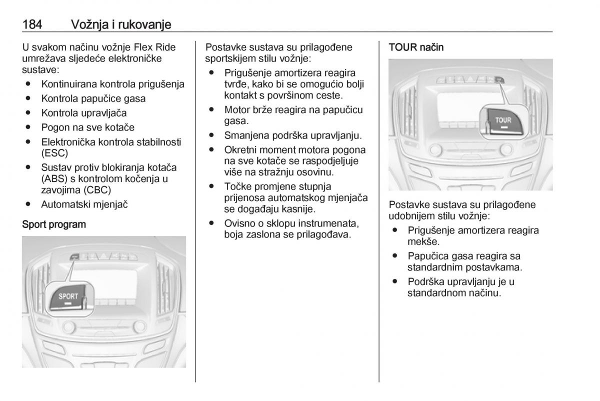 Opel Insignia A vlasnicko uputstvo / page 186