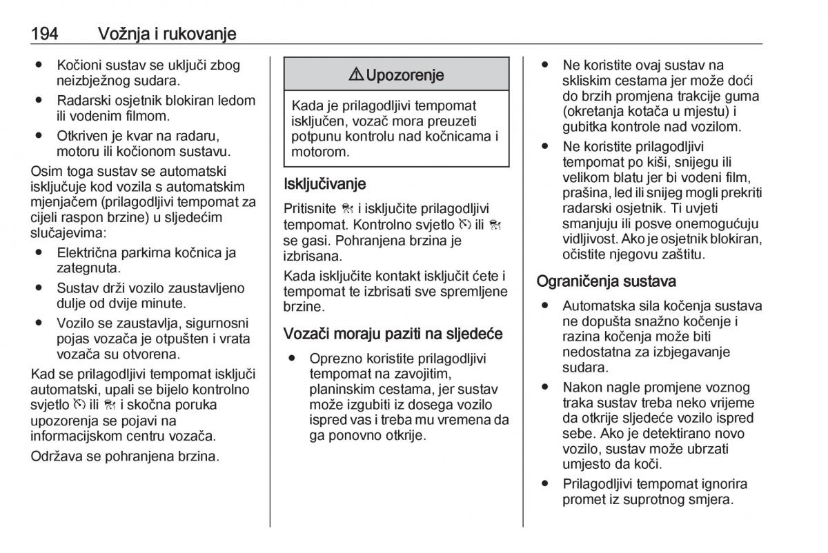 Opel Insignia A vlasnicko uputstvo / page 196