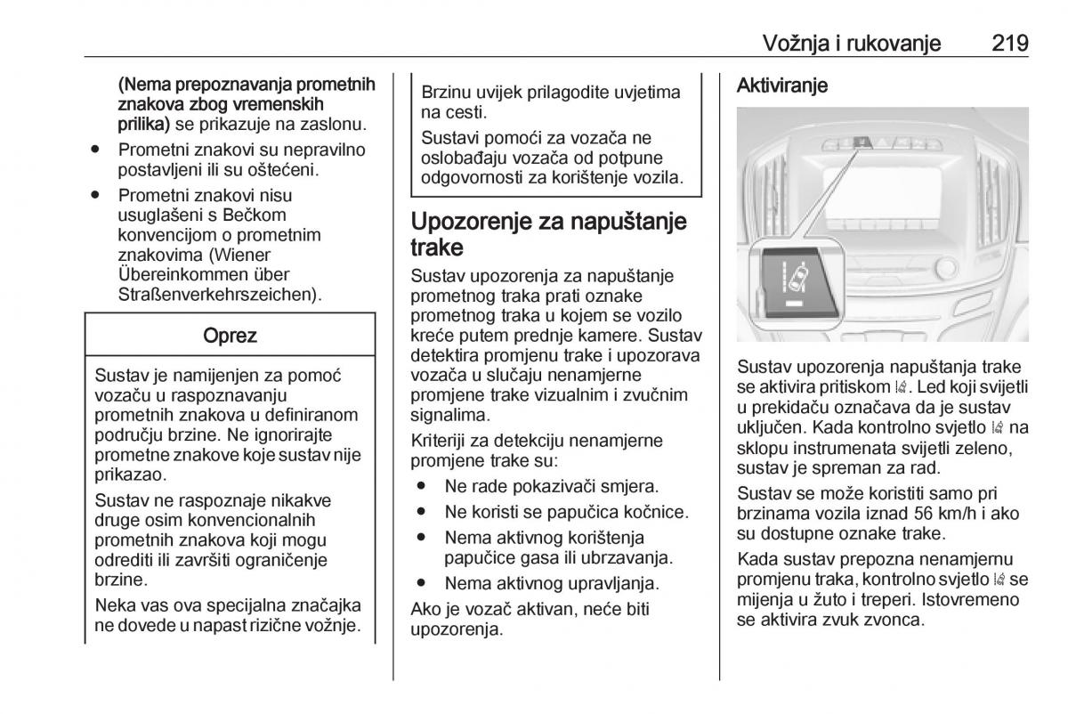 Opel Insignia A vlasnicko uputstvo / page 221