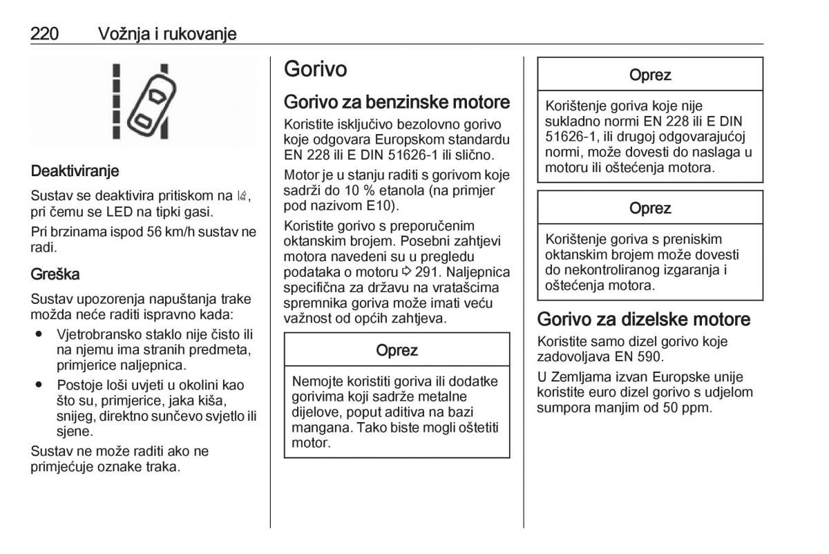 Opel Insignia A vlasnicko uputstvo / page 222