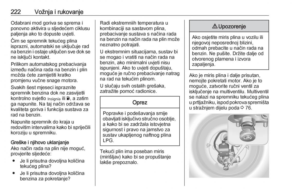 Opel Insignia A vlasnicko uputstvo / page 224