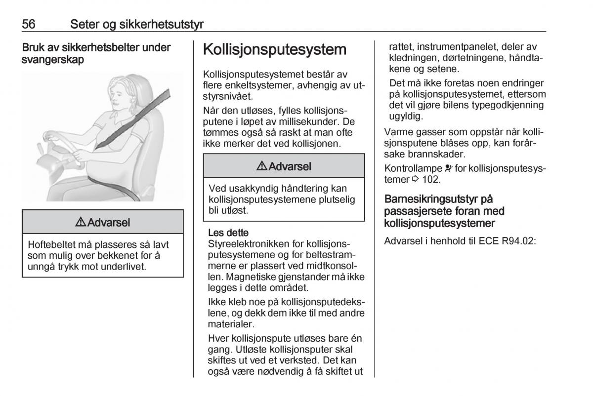 Opel Insignia A bruksanvisningen / page 58