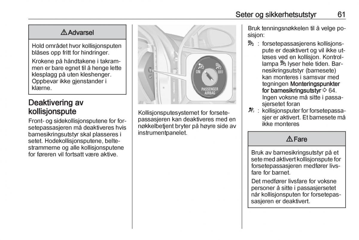 Opel Insignia A bruksanvisningen / page 63