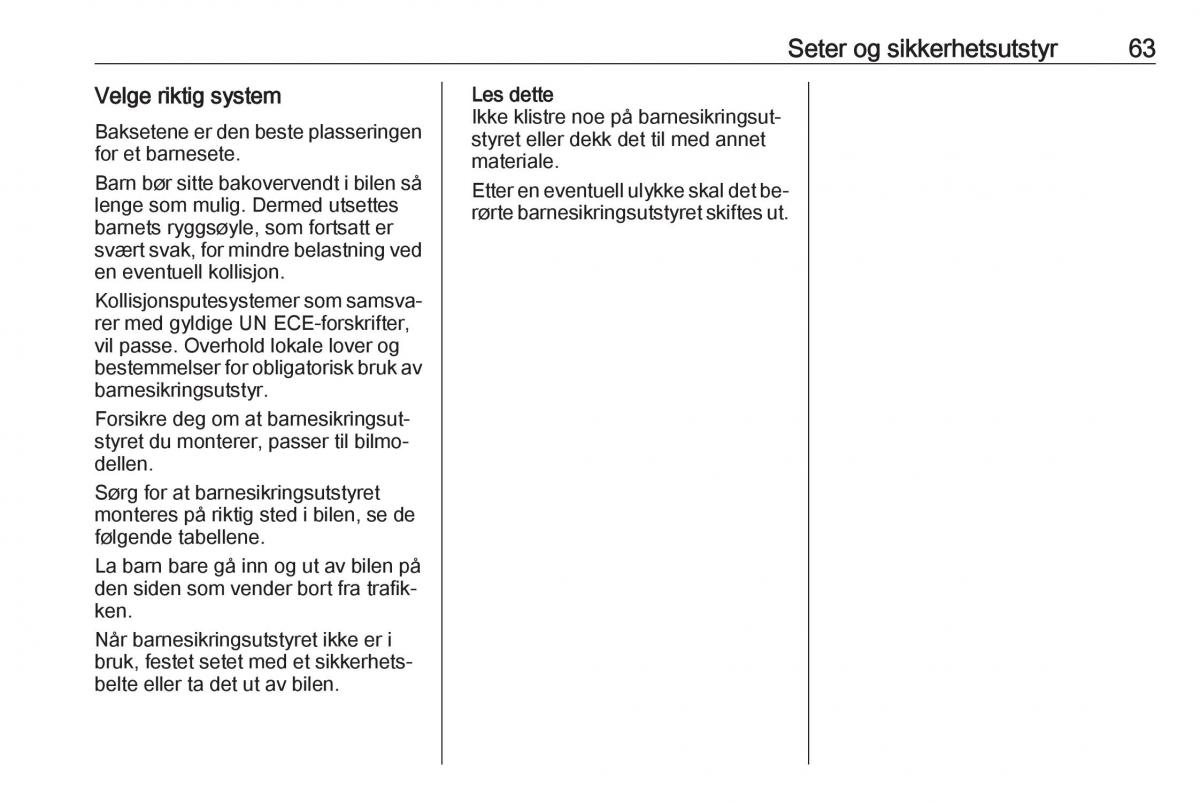 Opel Insignia A bruksanvisningen / page 65