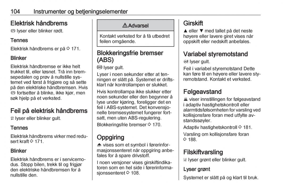 Opel Insignia A bruksanvisningen / page 106