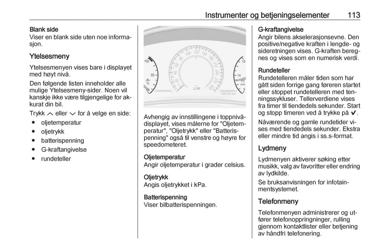 Opel Insignia A bruksanvisningen / page 115